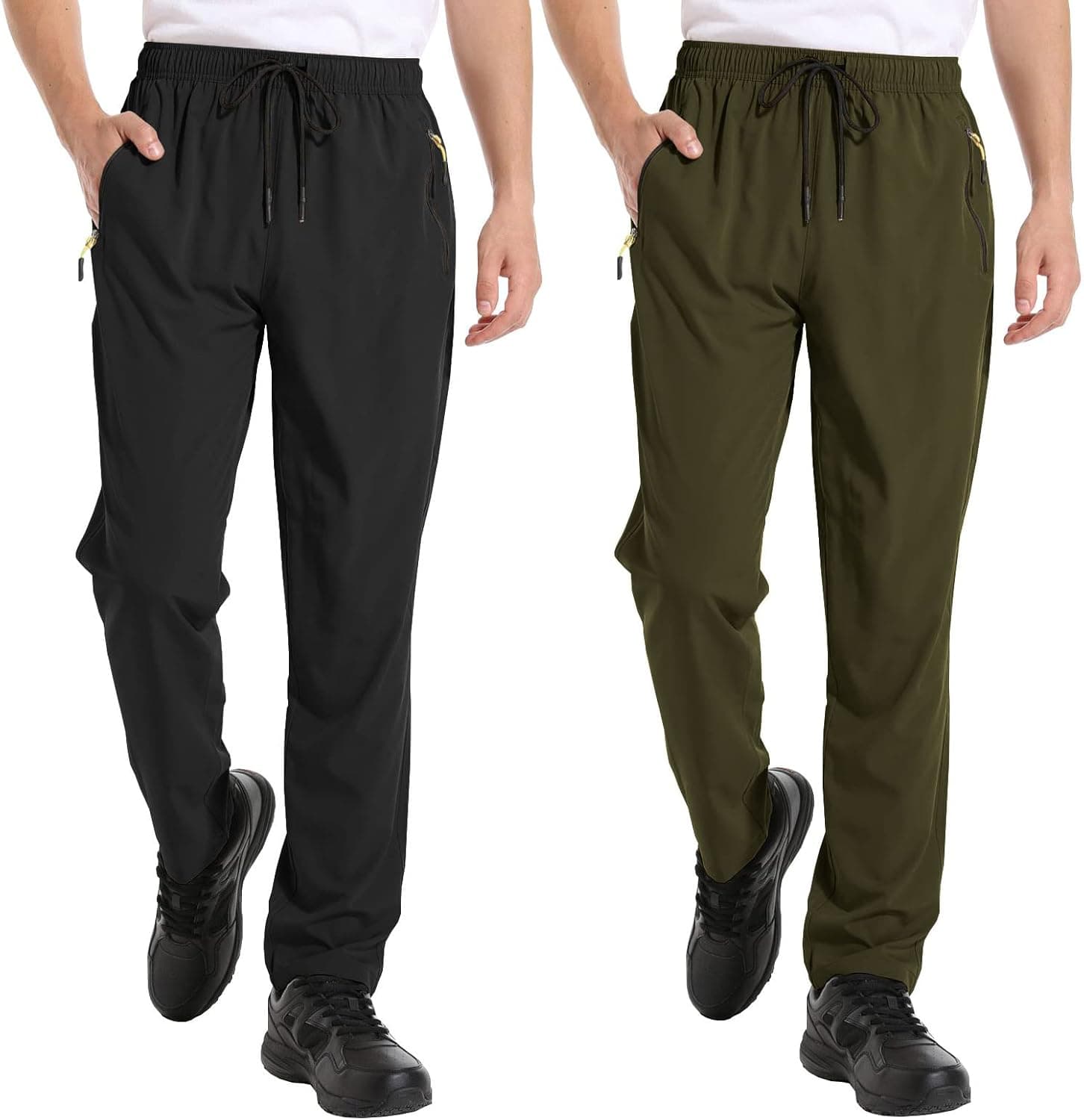 PRIESSEI Men's Athletic Pants Lightweight Running Jogger Quick Dry Workout Pants Breathable Sweatpants with Zipper Pockets