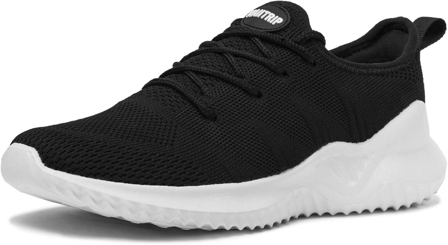 MAIITRIP Workout Shoes for Women Knit Breathable Mesh Athletic Running Cheering Exercising Tennis Walking Sport Non Slip Slip On Womens Sneakers Jogging Work Travel Nurse Court Black White Size 8
