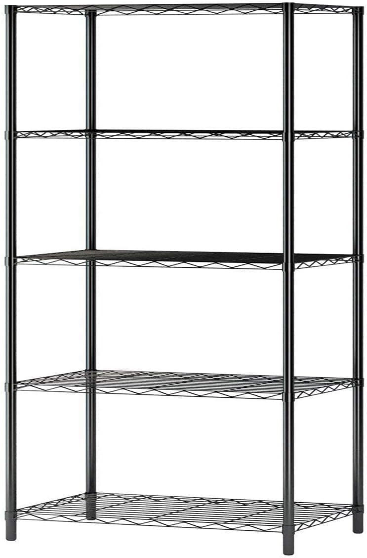 GSYX Shelf Shelving Unit, Industrial Storage Bookshelf Rack, Metal 5-Tiers Bookcase Home Office Shelf Storage Rack -Small Space Solution (5 Black Big)