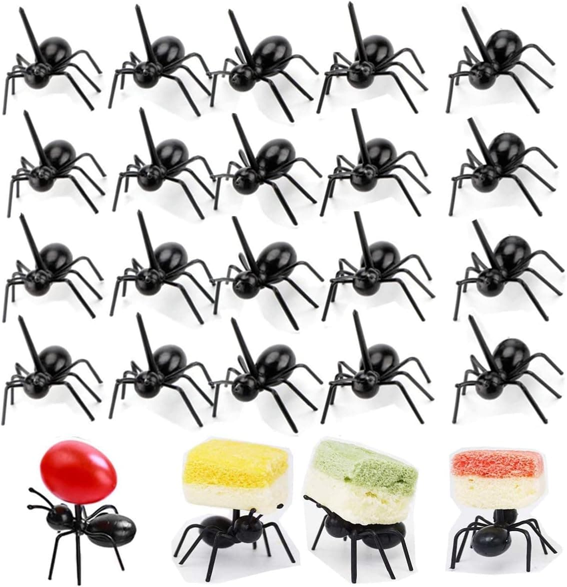 2 Dozen Reusable Ant Food Pick, Fruit Toothpicks Dessert Fork Cocktail Picks (24Pcs)-Animal Appetizer Forks for Snack Cake Dessert, For Kids& Party Accessories