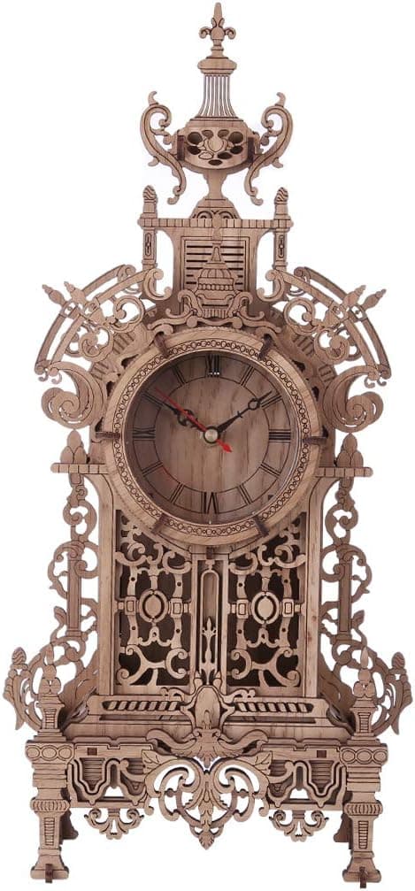 RuiyiF 3D Puzzle Clock for Adults, 3D Wooden Clock Model Building Kit Silent Clock for Living Room Bedroom Desktop Vintage, Gifts Wood Craft Kits for Adults Kids
