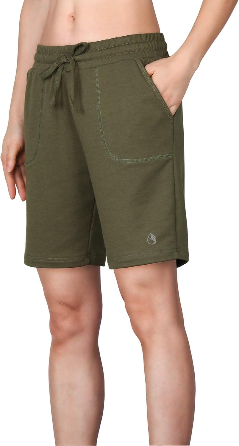 icyzone Athletic Running Yoga Shorts for Women - Women's Workout Active Lounge Bermuda Shorts with Pockets