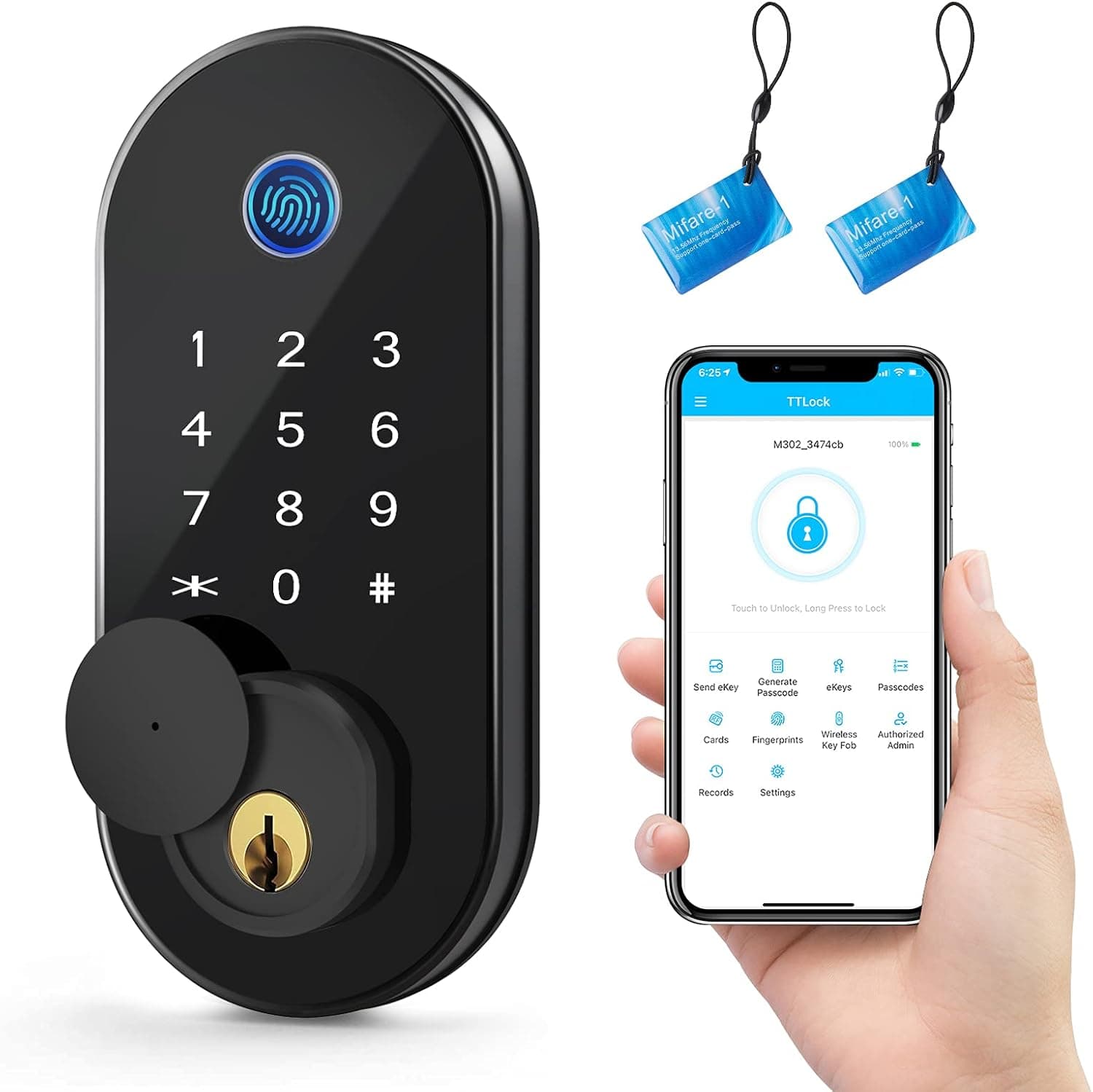 Smart Lock, Keyless Entry Door Lock with Deadbolts Fingerprint Electronic Deadbolt Door Lock with App Control and Keypads, Smart Lock Front Door for Home, Front Back Door, Hotel