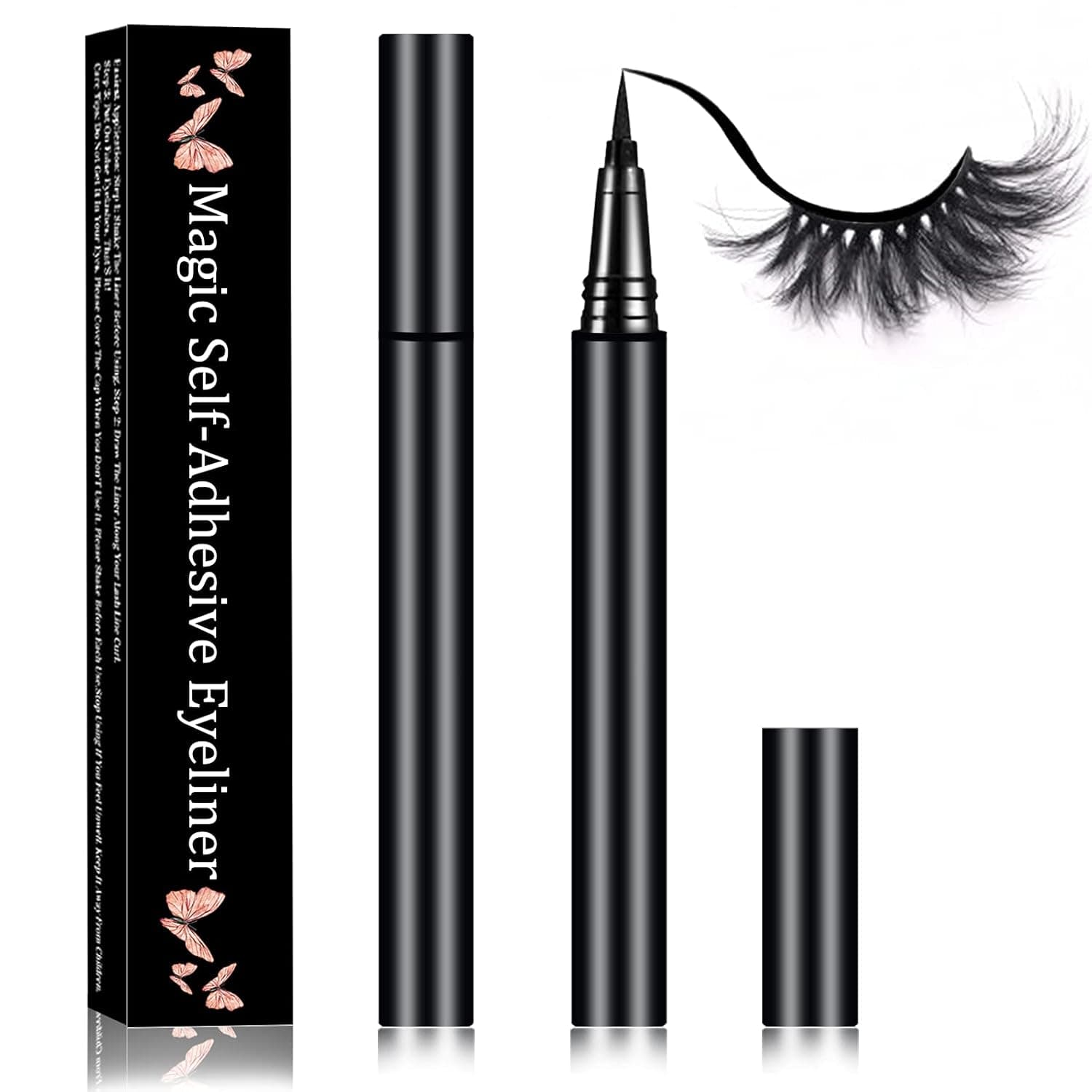 EVUIU Lash Glue Eyelashes Glue Super Strong Hold False Eyelash Glue Waterproof Latex-Free Safe on Skin Suitable for Sensitive Eyes Lash Adhesive 0.176oz (2PCS,Black)