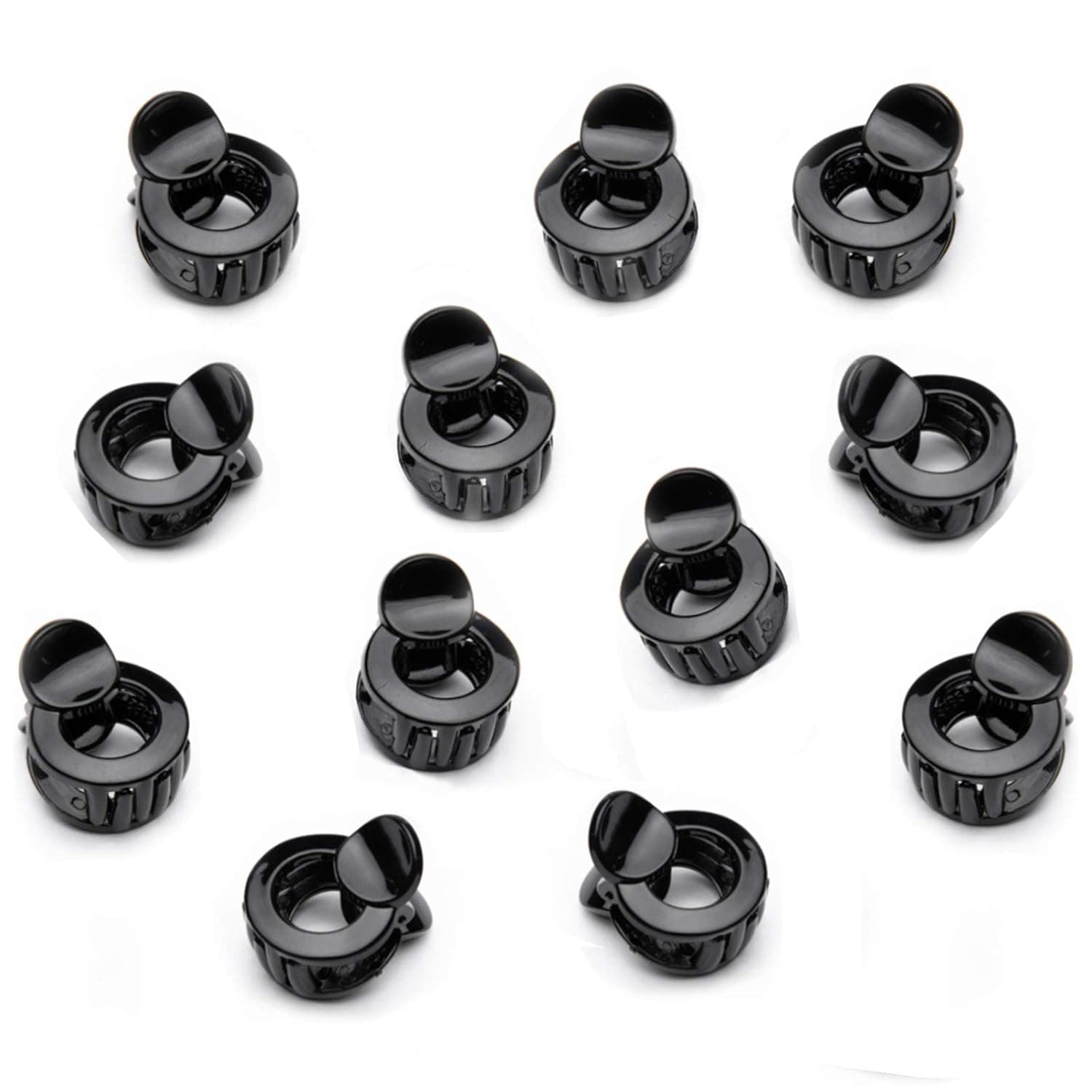 Cobahom 12 Pieces Mini Hair Clips Plastic Hair Claws for Hair Styling Accessories Round Small Jaw Clamps for Women Girl's Hair (Black)