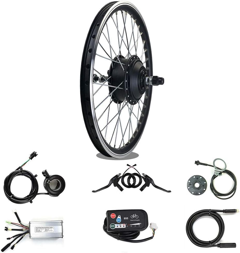 RICETOO Electric Bicycle Kit 36V/48V 500W Hub Front Spoke Wheel Brushless Gear Motor 16" 20" 24" 26" 27.5" 28" 700C with KT-LED880 Display Ebike Conversion kit