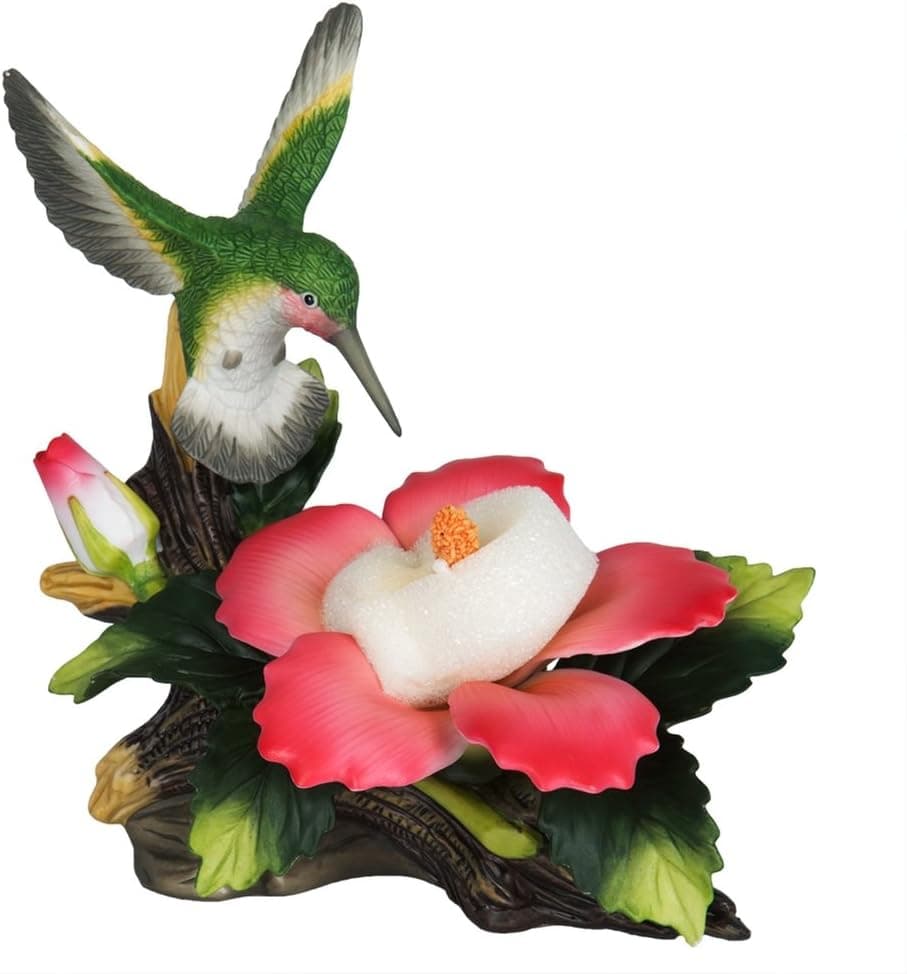 Sadek Andrea Porcelain Hummingbird and Hibiscus Figurine