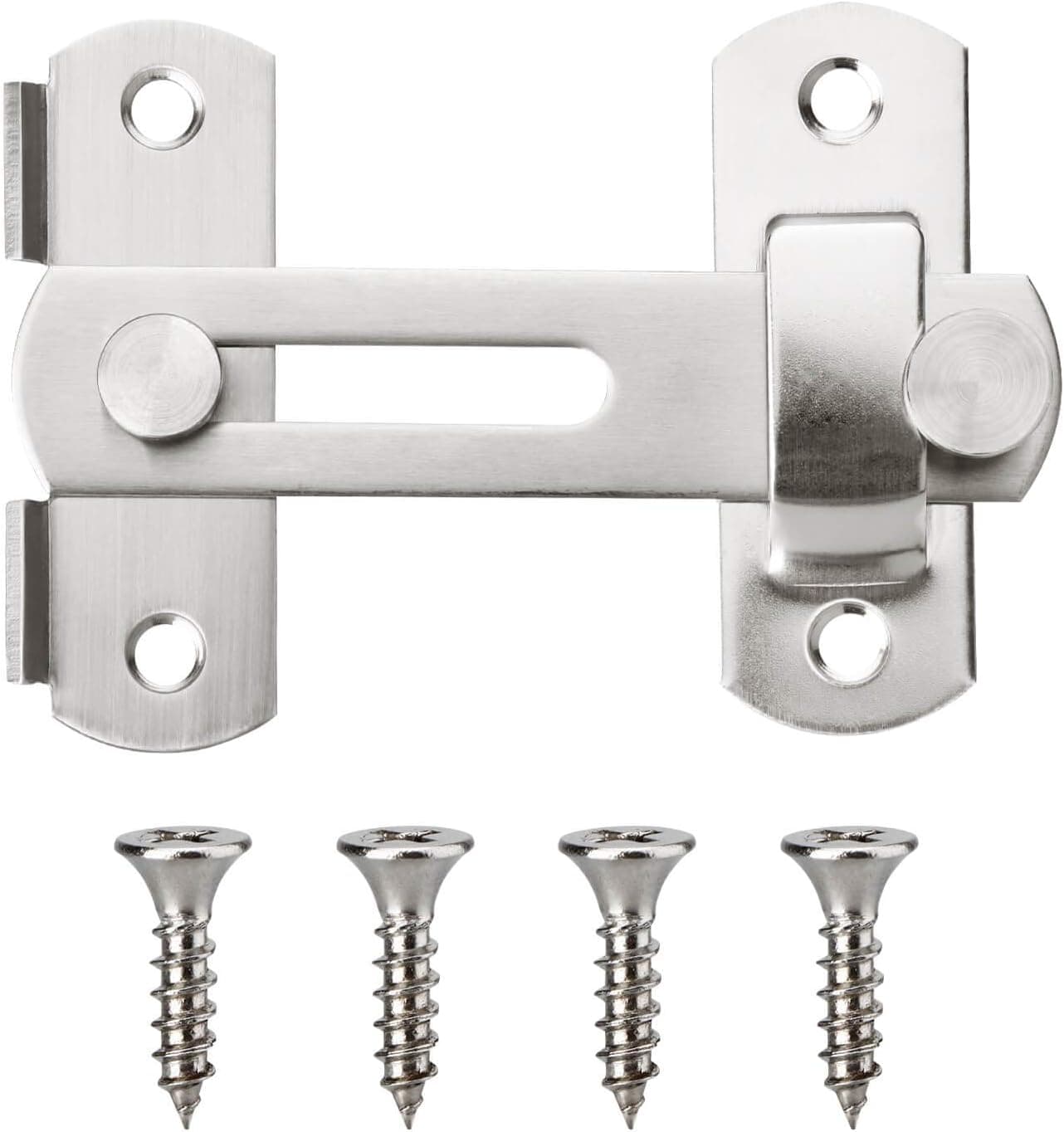 Flip Latch, (2 Pack) Stainless Steel Flat Barn Door Latch Hook, Solid Metal Shutter Latch, Safety Slide Bar Gate Lock Hardware