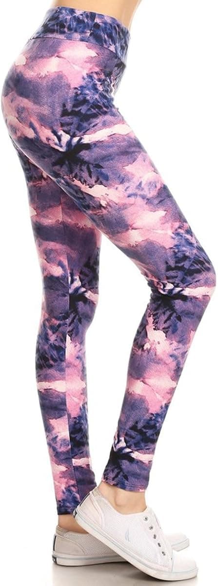 Leggings Depot High Waisted Tie Dye & Fabric Print Leggings for Women-3" Yoga-R906-Plus Size