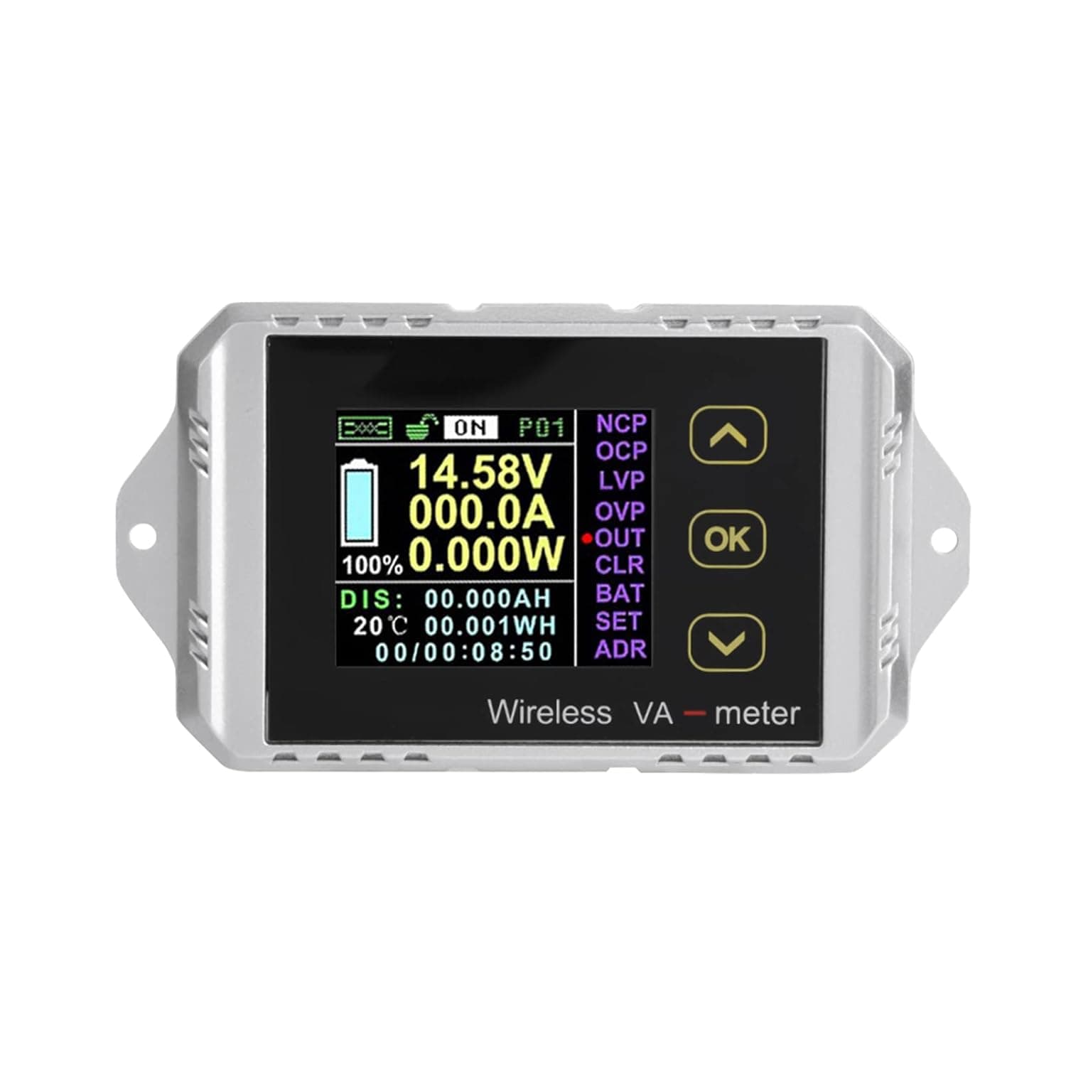 Wireless Voltmeter DC Ammeter, Multi-Function DC Meter Wireless Color LCD Screen DC Voltage Ammeter Power Meter Watt Tester (VAT-4300)
