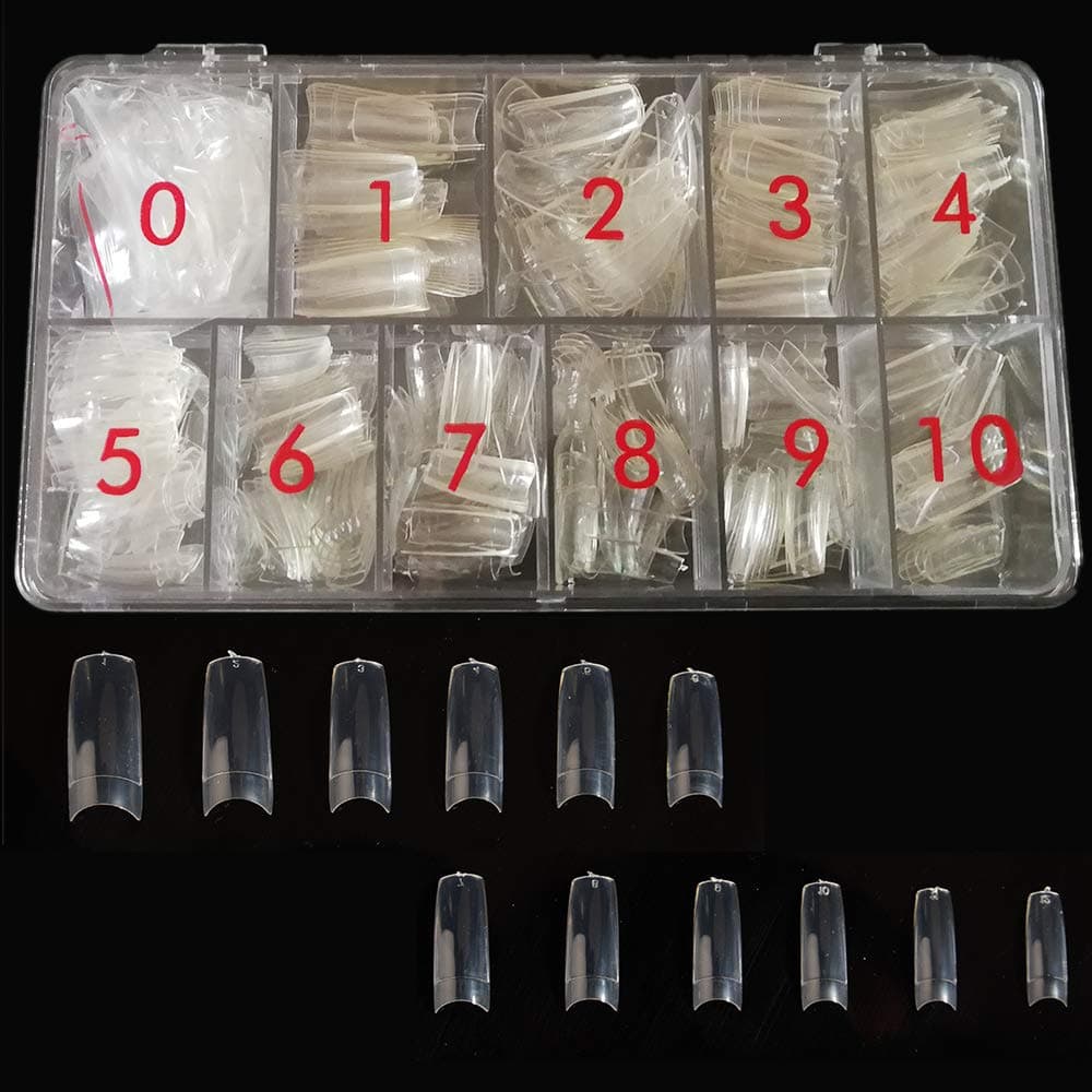 600 Clear Nail Tips Coffin French Fake Nails Tips 12 Sizes Lady Acrylic Artificial False Nails for Nail Salon Nail Shop