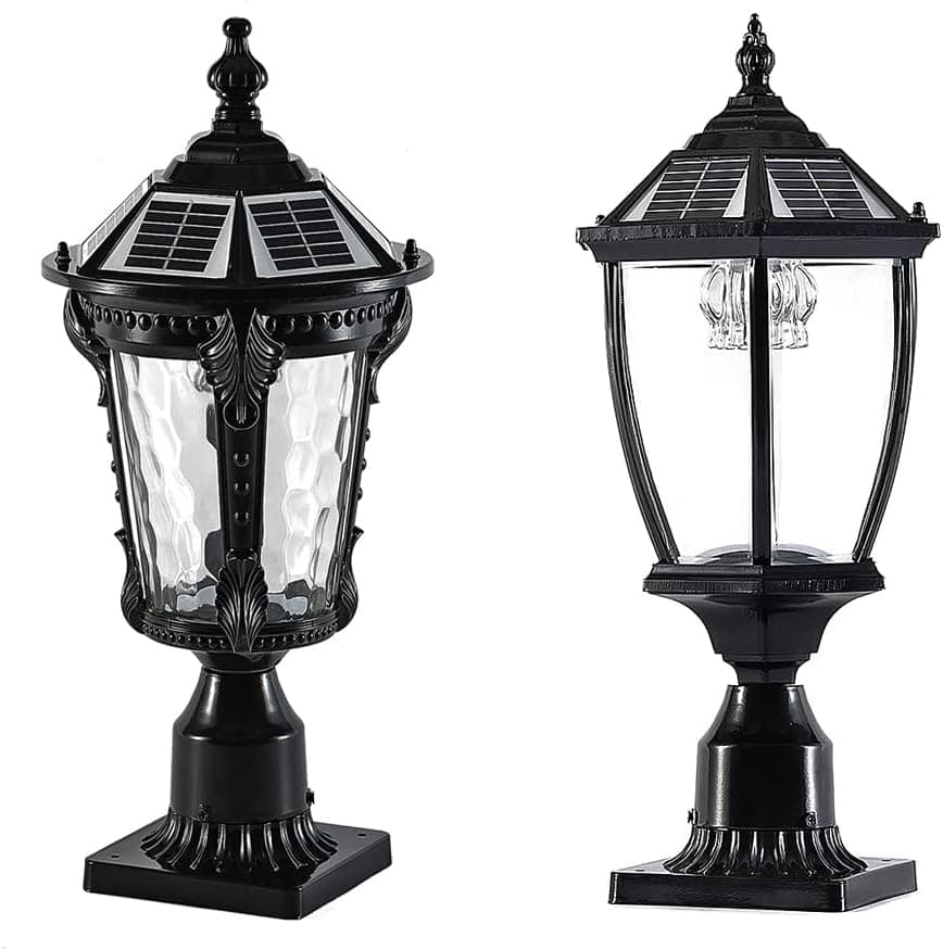 ZWOAFOL Solar-Post Lights-Outdoor Lamp-Pole Waterproof Light - Aluminum Warm&White Switch Solar Powered Pier Fixture IP65 with 3 Inch Base Pillar Gate