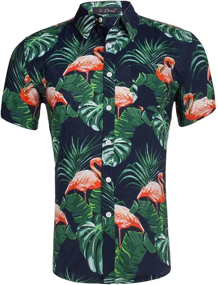 Men's Hawaiian Shirts Short Sleeve Fashion Cooling Summer Beach Shirts Floral Casula Button Down Shirt