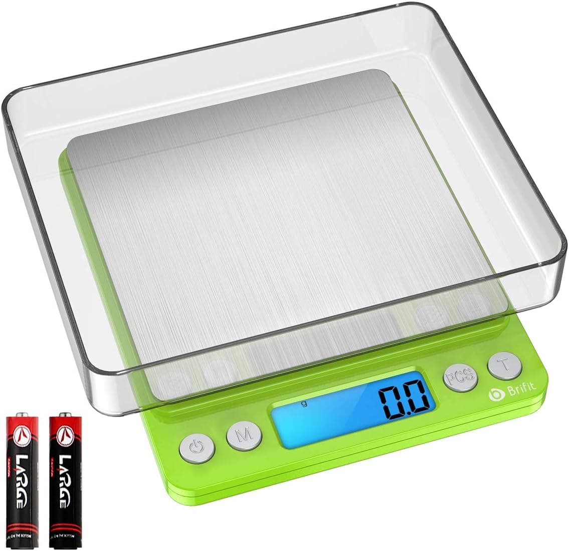 Digital Scale, 3000g, 0.01 Ounces, 0.1 Grams Accuracy Mini Kitchen Food Scale with 2 Trays, Pocket Scale for Jewelry, Weed, Coffee, Herb, LCD Display, Tare Function, Stainless Steel