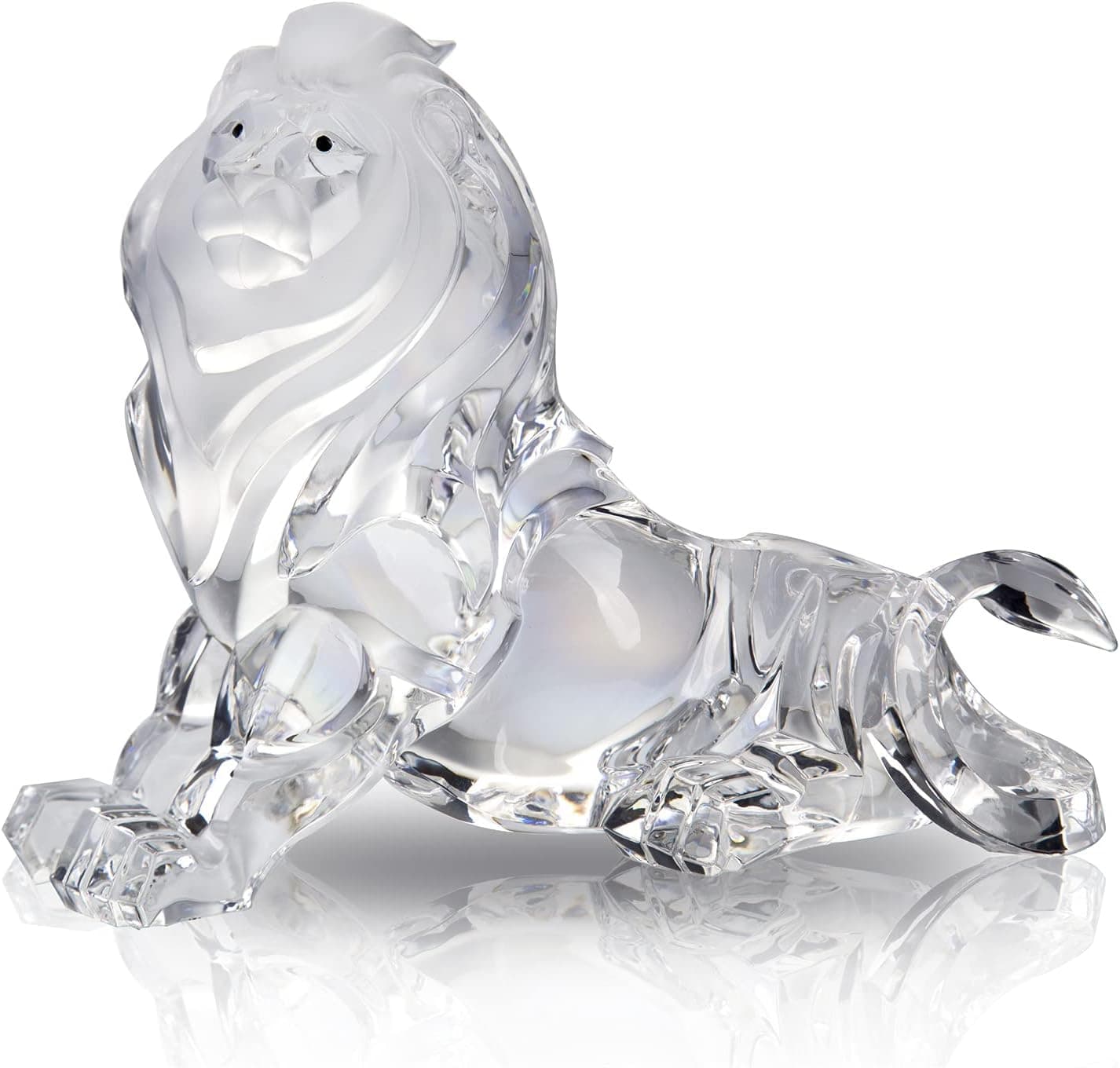 DANRECIN Cute Lion Home Decorations Acrylic Clear Lion Figurines Collectibles Wildlife Animal Sculpture for Bookshelf Dinner Table and Desk Not Crystal (A)