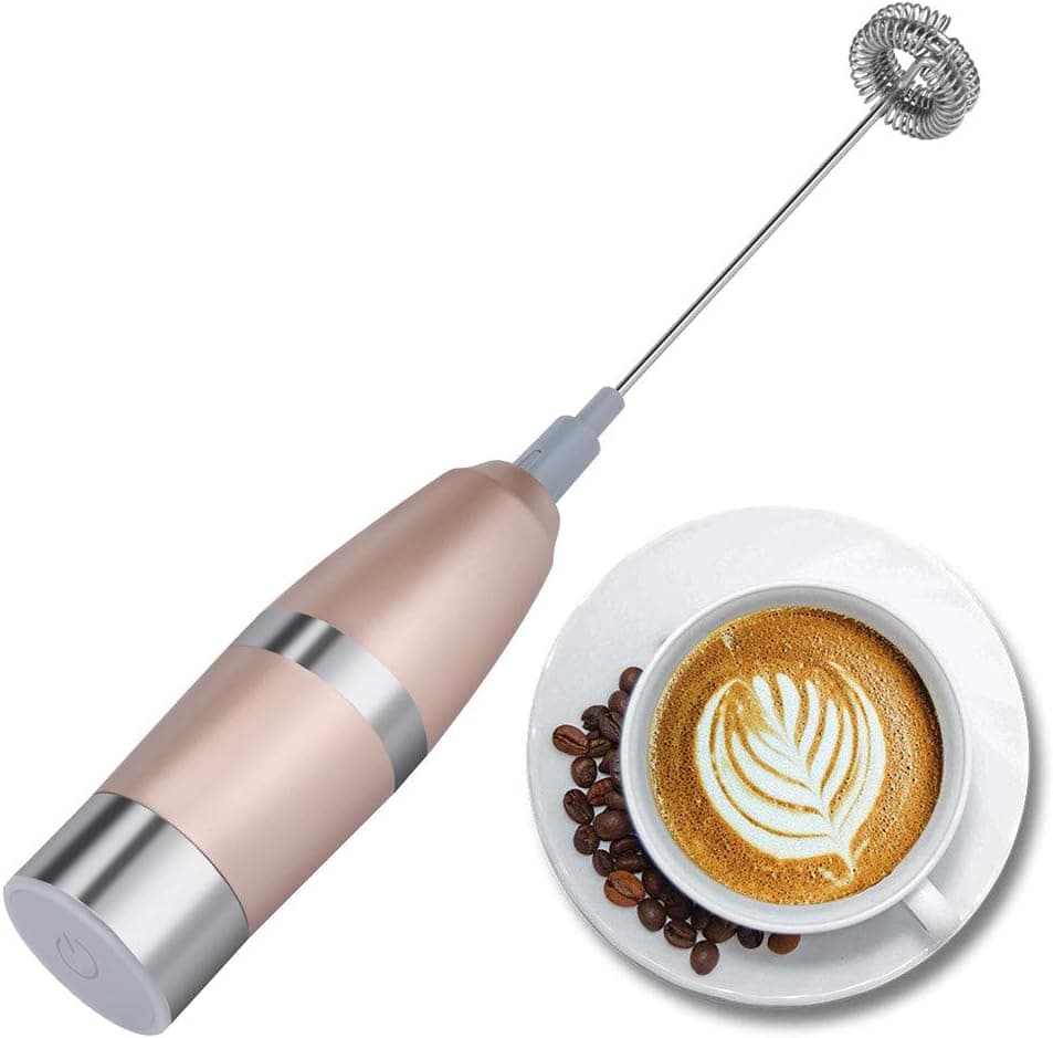 Ouneed Milk Frother Handheld Battery Operated Electric Foam Maker For Coffee, Latte, Cappuccino, Hot Chocolate, Durable Drink Mixer With Stainless Steel Whisk
