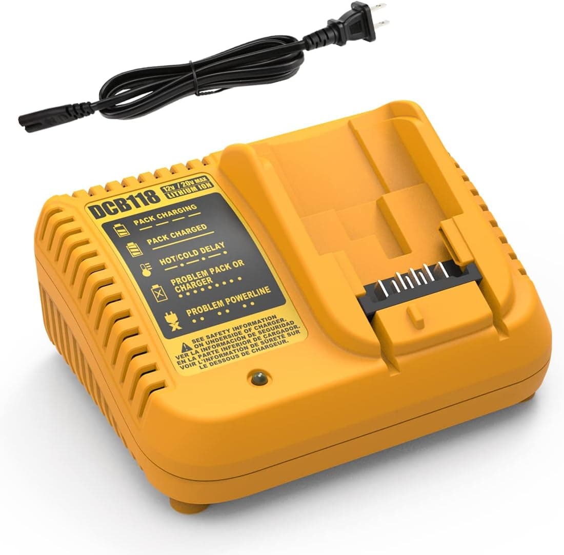 Powilling 20V Battery Fast Charger, DCB118 Compatible with Dewalt 12V 20V Max Battery DCB206 DCB204 DCB609 DCB606 DCB120 DCB124, Replacement for Dewalt 20V Charger DCB115 DCB112 DCB102BP