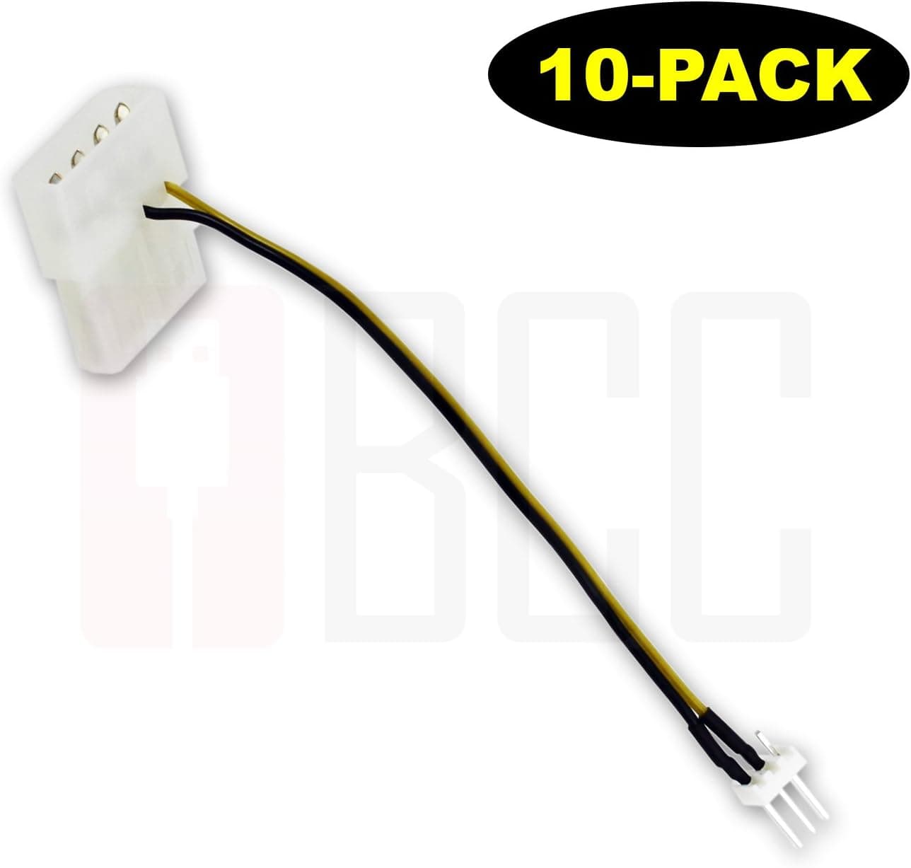 (10-Pack) BuyCheapCables 3 Pin ATX Fan to 4 Pin Molex Power Adapter Cable (5")