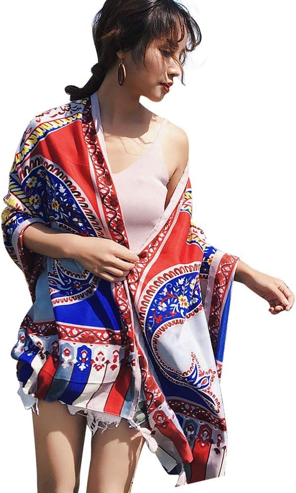 techcity Womens Scarf Wraps Shawl Oversized Bohemian Soft Wrap 75"x 40",Sheer Gift for Women Girls