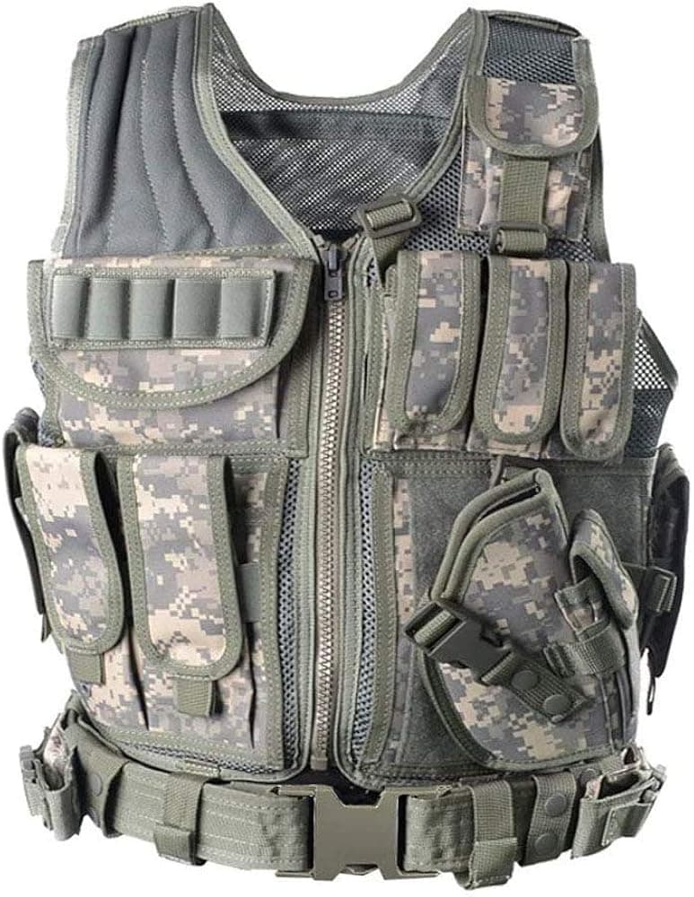 GNNFIC Tactical Vest, Outdoor Training Mollle Men Vest with Holster Adjustable for Combat Training and Military Fans,Hunting