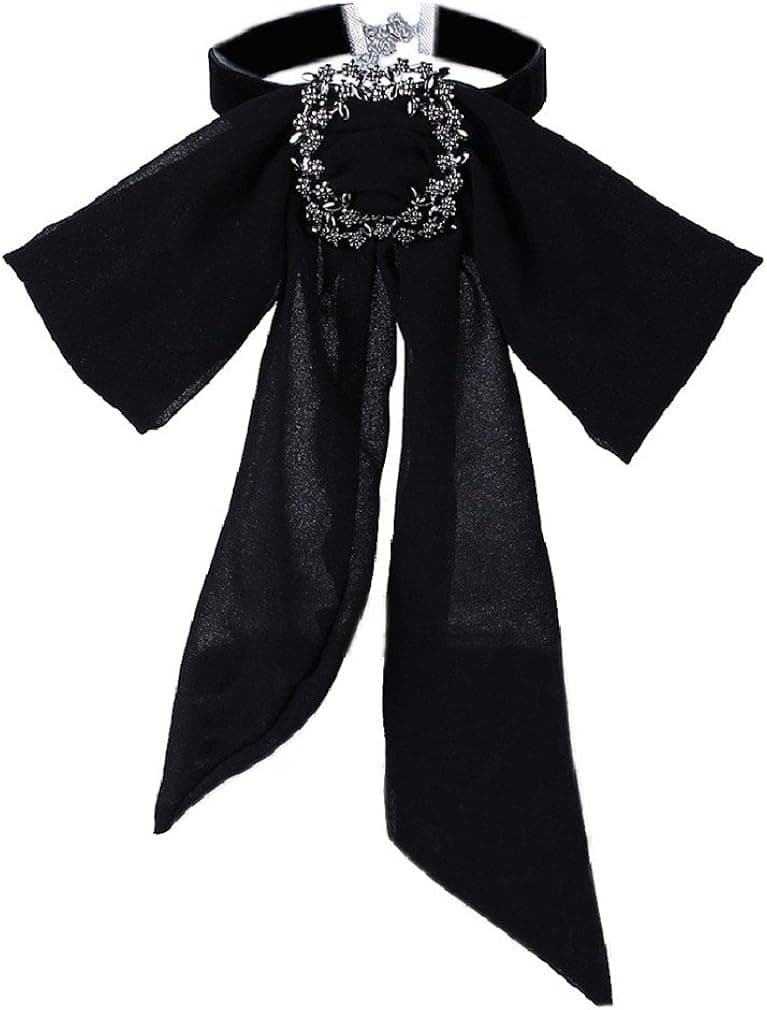 Wang Rong ROWAG Bohemian Chiffon Bow Tie Shirt Black Choker Necklace for Women Girls Handmade Adjustable Collar