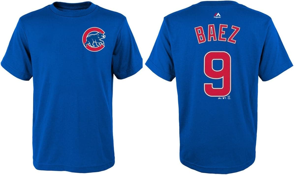 Majestic Javy Baez Chicago Cubs Youth Blue Name and Number Player T-Shirt