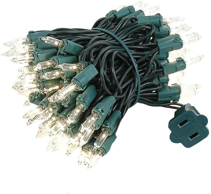 Novelty Lights Clear Incandescent Christmas String Lights - UL Listed Indoor/Outdoor Light Set w/ 100 Mini Bulbs for Christmas Tree, Patio, Wedding Decor, and More - (Green Wire, 22' Long)
