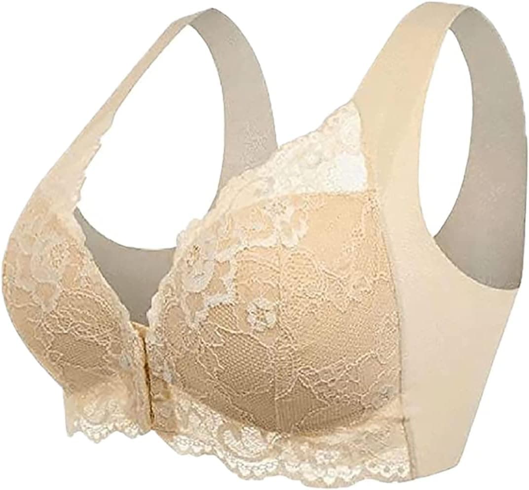 Closeraep Goldies Bra for Seniors, Sora Bra, Back Support Posture Bra, Everyday Bras, Lace Bras, Front Closure Bras (Skin Color,M)