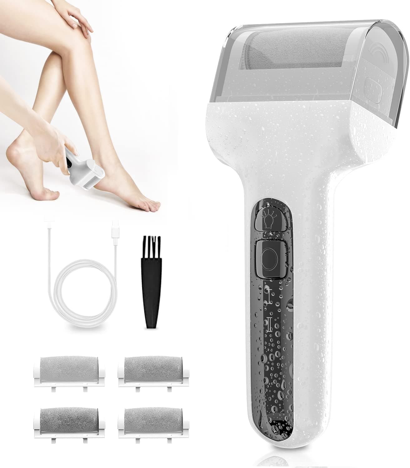 Electric Callus Dead Hard Skin File Remover for Softer Feet | Foot Skin Care Home Spa Pedicure Kit | Smooth Scrubber Scraper Grater Shaver Cleaner Set for Dry Cracked Heel Repair, Gift for Men & Women