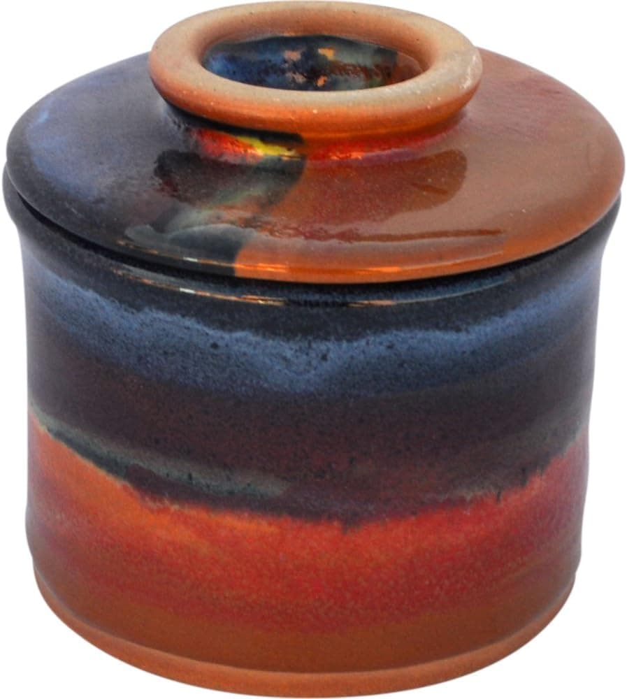 ALWAYS AZUL POTTERY French Butter Keeper in Azulscape - Handcrafted Ceramic Stoneware - French Butter Keeper Dish - Handmade Butter Container - Artistic Pottery Tableware