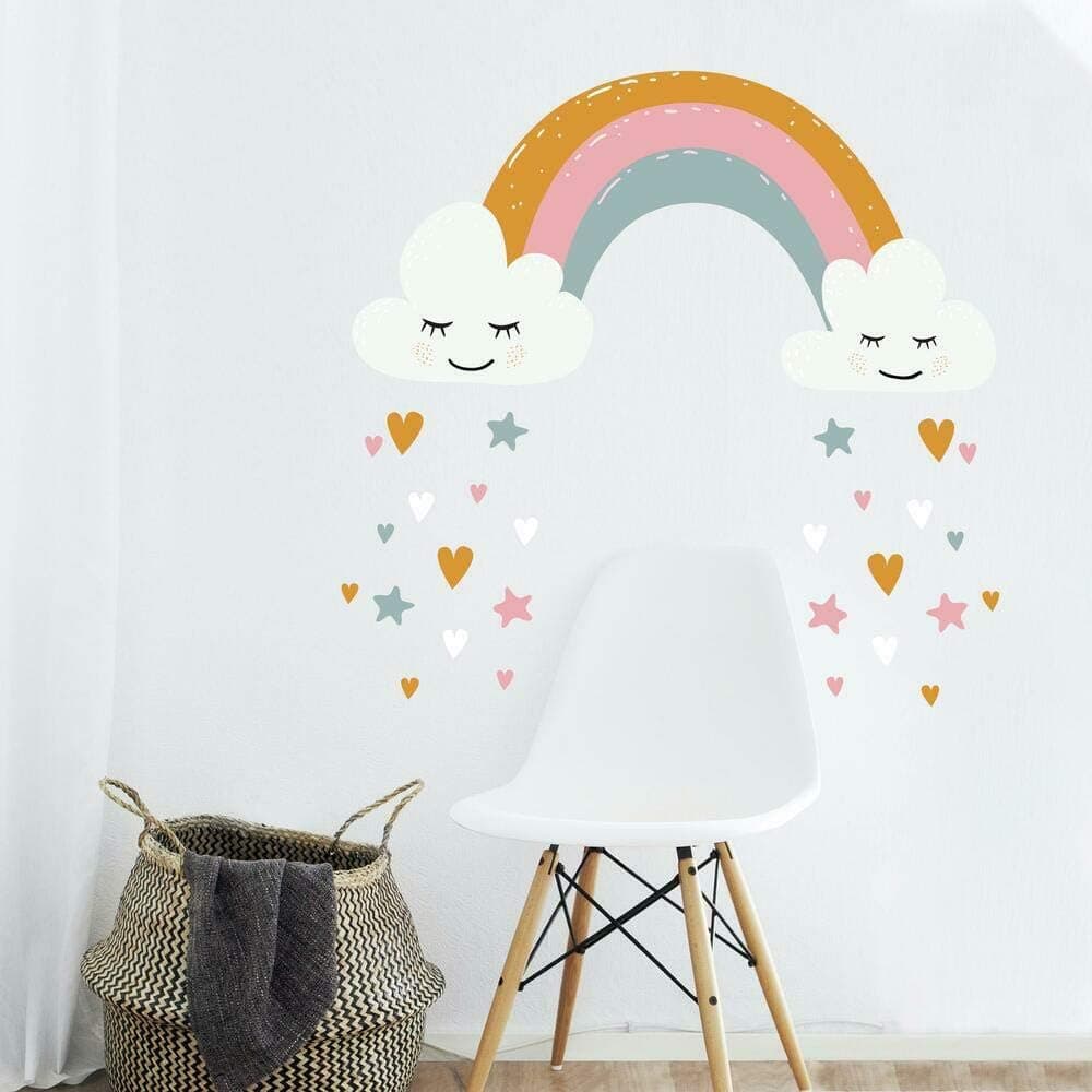 RoomMates RMK4664TBM Rainbow and Hearts Giant Peel and Stick Wall Decals