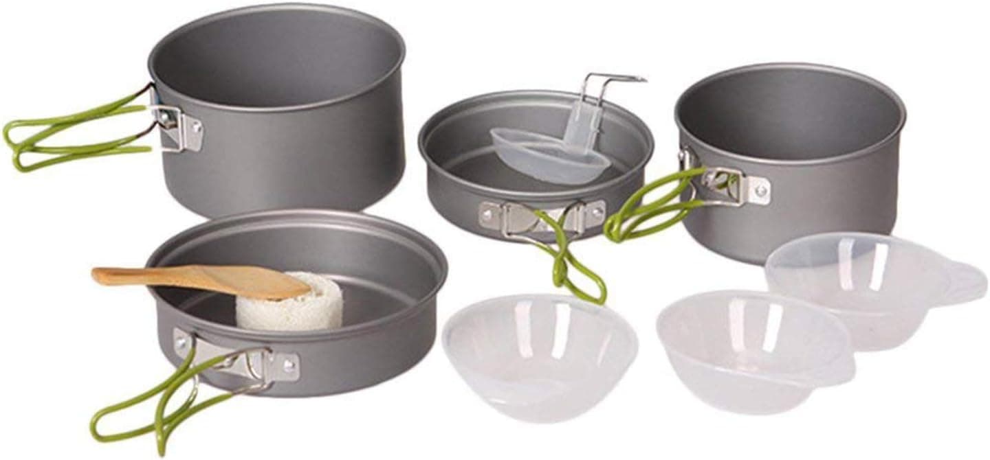 OUTAD 10pcs Outdoor Camping Cookware Portable Cooking Bowl Pot Pan Set for Picnic Outdoor Camping Hiking Backpacking