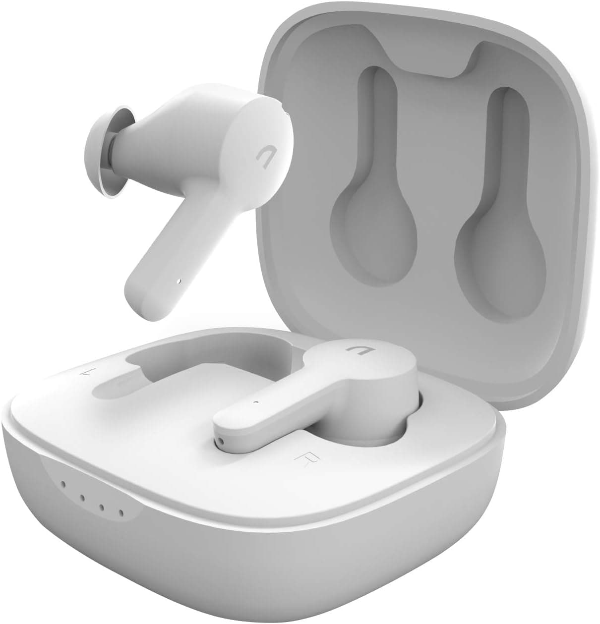 ABKO Active Noise Cancelling True Wireless Earbuds ANC Bluetooth Headphones in-Ear USB-C Wireless Charging with Microphone Built-in Mic EC10 White