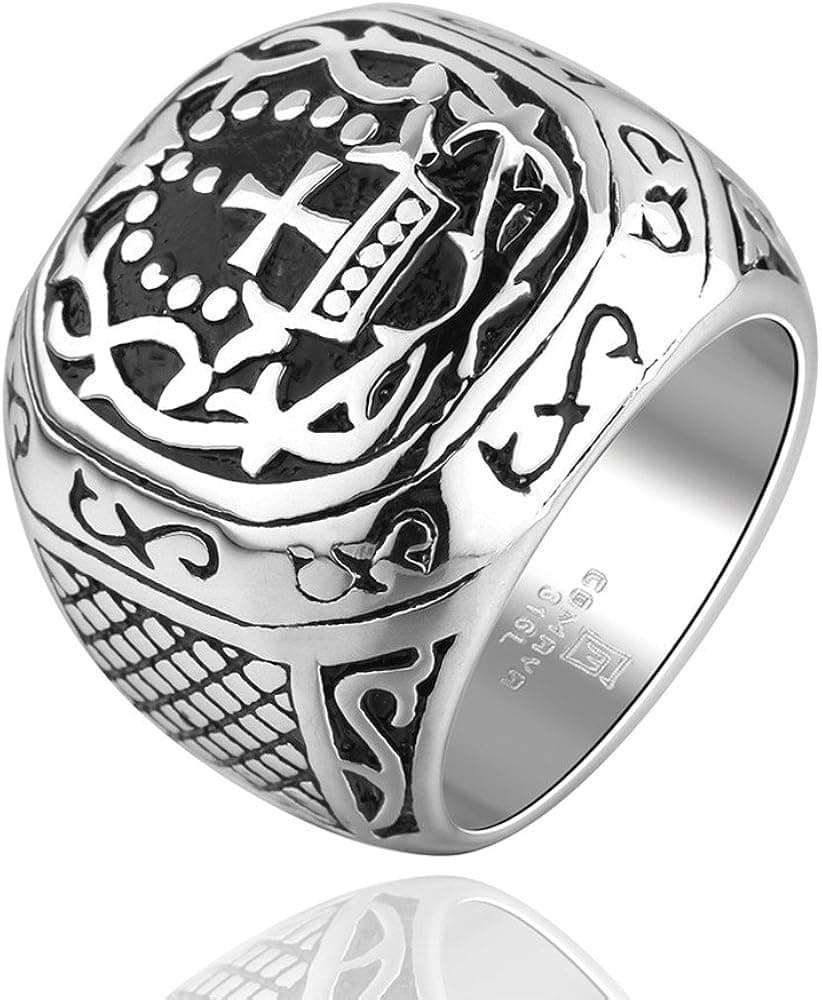 316L Stainless Steel Vintage Unique Cross Death Rings Bands Rock Punk Style