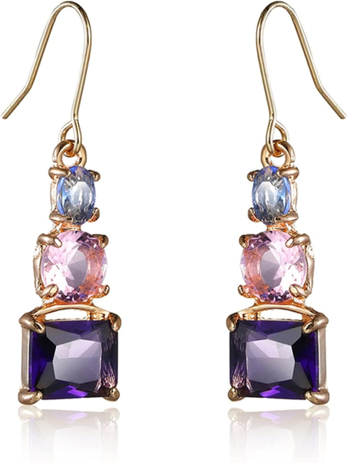 14k Gold Plated Drop Pierced Crystal Dangle Earrings for Women, Hypoallergenic Cubic Zirconia Crystal Earrings for Women Dangle SpecialJewelry for Modern Women Gifts for Women and girl