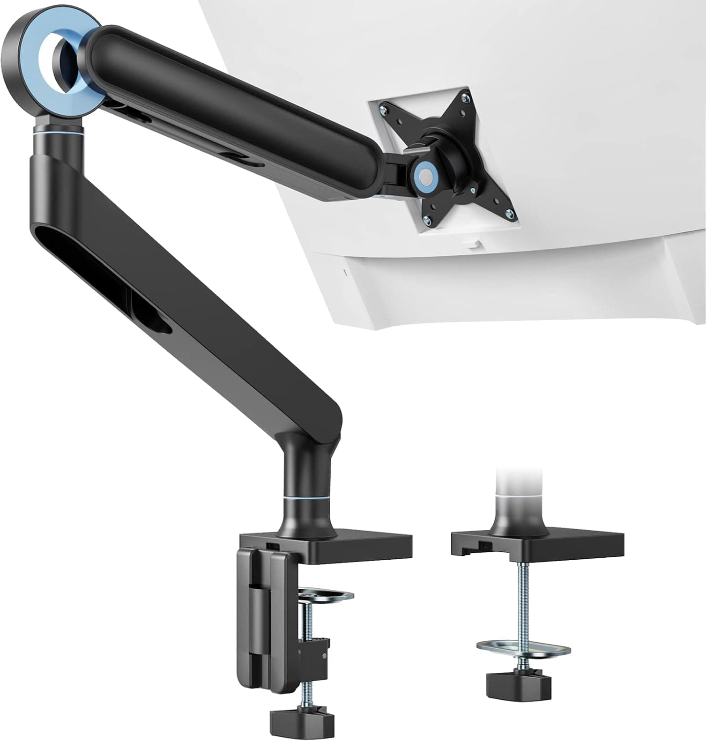 PUTORSEN Single Computer Monitor Desk Mount, Adjustable 1 Monitor Arm Fit 13-32 Inches Holds up to 10KG, Monitor Stand with Clamp and Grommet Base VESA 75x75/100x100