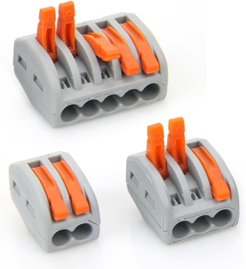 AUSPA 222-412 (20) 222-413 (20) 222-415 (20) Lever-Nut Assortment Pack Conductor Compact Wire Connectors Pack-60pcs
