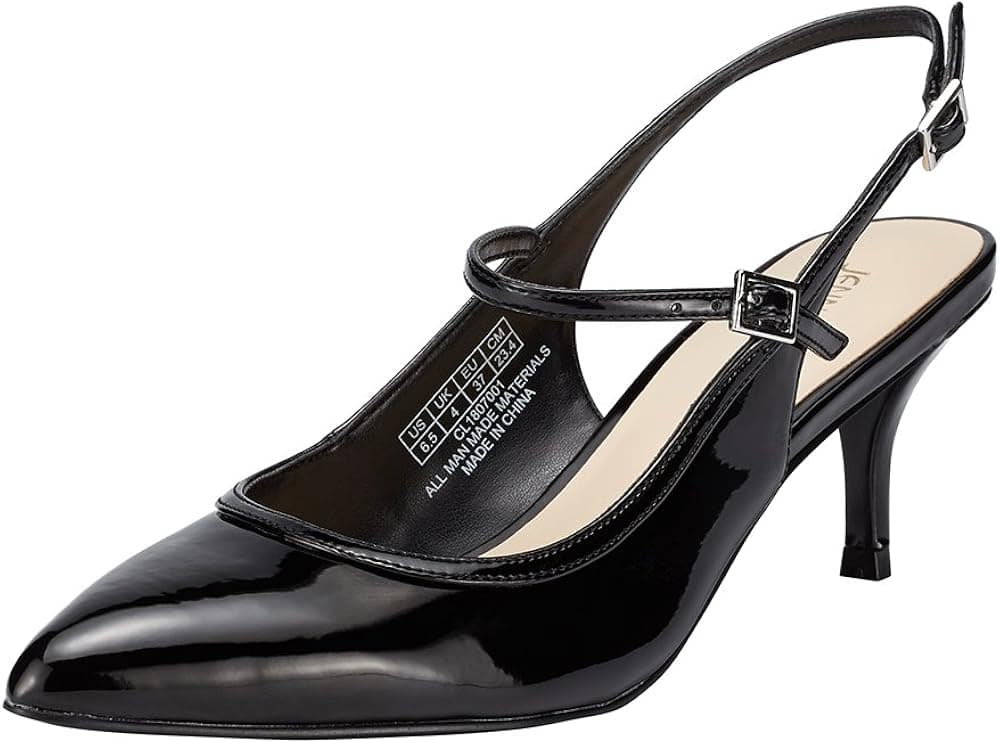 JENN ARDOR Mid Kitten Heels Stiletto Pumps Pointed Toe Slingback Dress Sandals Low Heels Ankle Strap Wedding Party Pumps