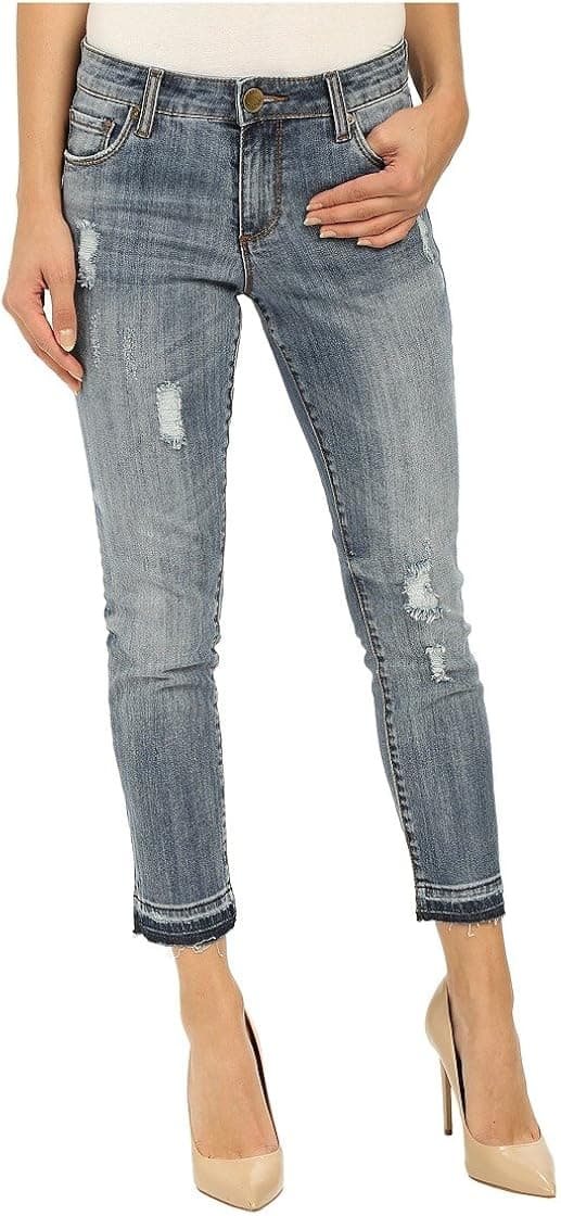 KUT from the Kloth Reese Ankle Straight Leg Jeans in Fantastic w/Medium Base Wash