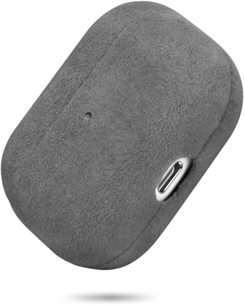 Lopie Cozy Flannelette Fabric / Cloth Case for AirPods Pro, Alcantara Material AirPod Pro Cover Protective Skin, Shockproof Shell Dust/Dirt Proof Case for AirPod Pro (Not for AirPods 3) - Gray