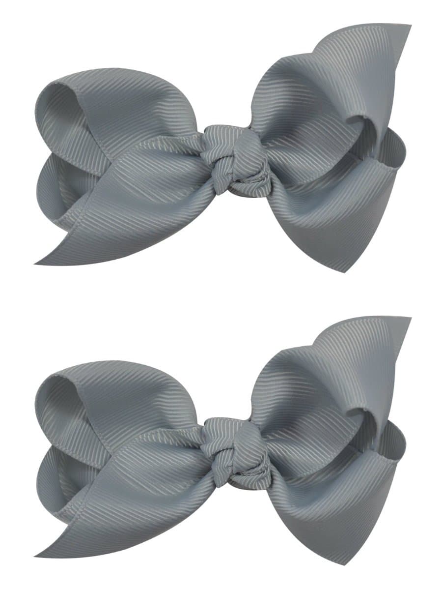 3 Inch Girls Boutique Hair Bow Set By Funny Girl Designs (Gray)