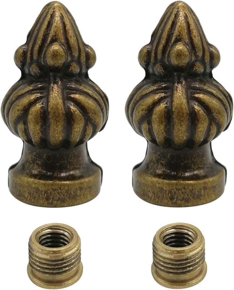 Alamic Lamp Finial Antique Brass Cap Knob Lamp Decoration for Lamp Shade - 2 Pack