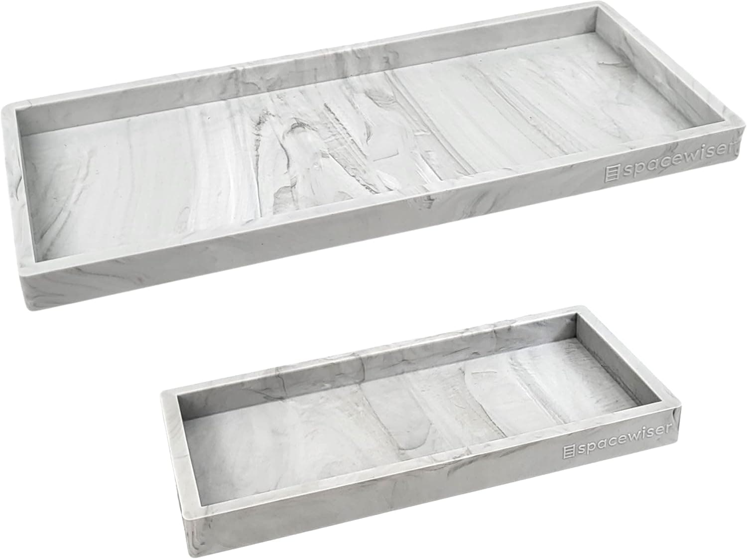 Spacewiser Countertop and Vanity Tray - 2 PC (11” and 7”) Shatterproof Silicone Kitchen and Bathroom Trays for Counter, Kitchen Sink Soap Dispenser Tray, Vanity Trays for Bathroom, Perfume Key Tray