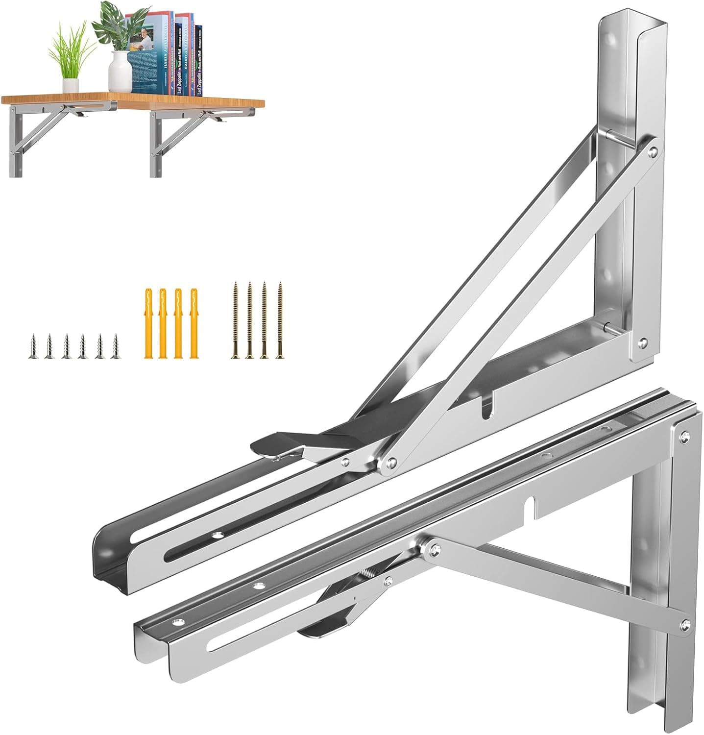 Stainless Steel Triangle Folding Bracket (12'' 2 Packs)