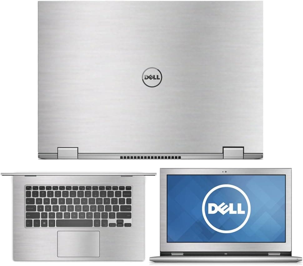 Silver Brushed Aluminum Skin Decal wrap Skin case Compatible with Dell Inspiron 13 7000 Series 2 in 1 7347 7348 7353 13.3" Laptop