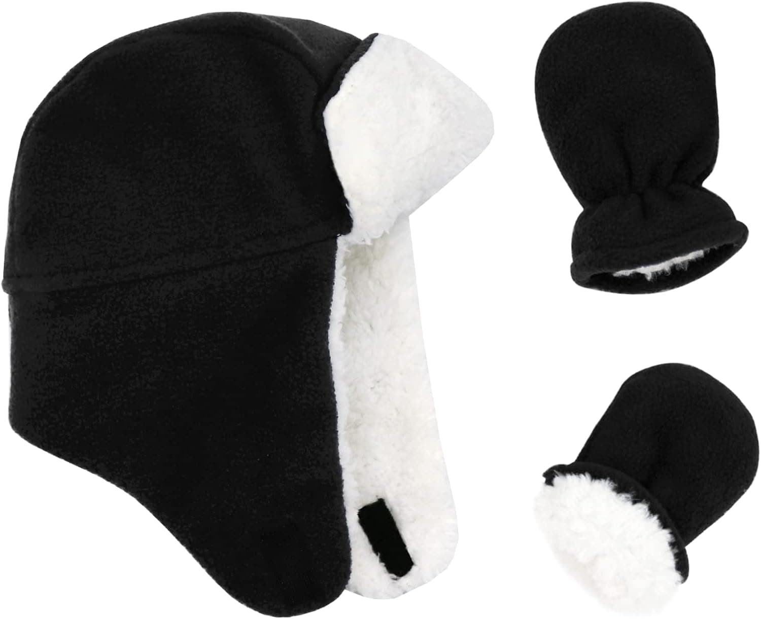 Baby Winter Hat Mittens Toddler Hats for Boys Girls Sherpa Lined Toddler Gloves Infant Baby Hat and Mitten Set