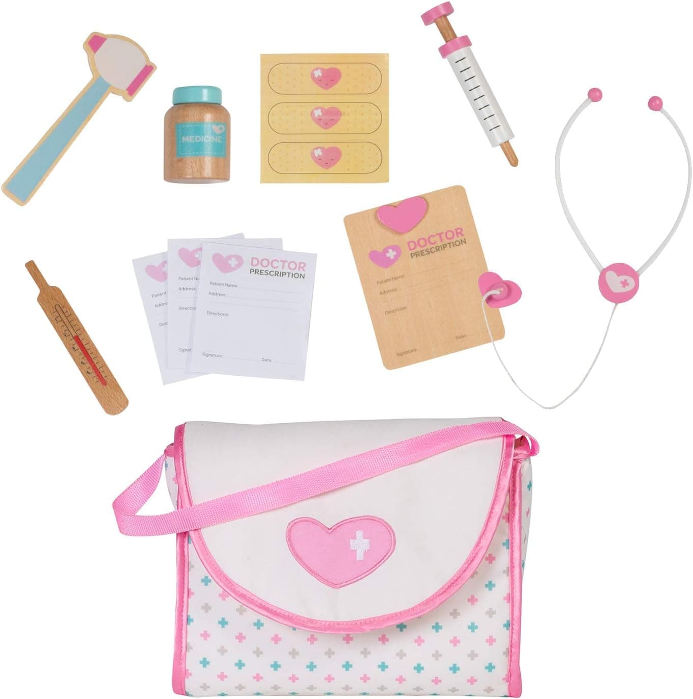 ADORA Doctor Kit for Kids Pretend Play Dr. ADORAble 13-Piece Set Comes with Doctor Bag, Stethoscope, Thermometer and more