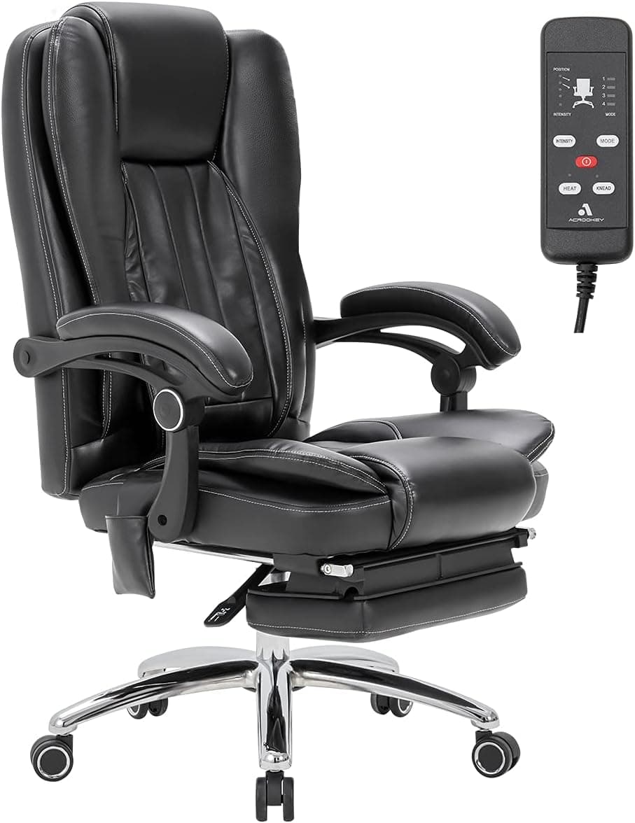 MELLCOM Massage Office Chair Ergonomic Computer Chair with Vibration Massage and Kneading Massage, Lumbar Support,High Back Executive 3D Massage Chair,Swivel Office Chair, Black