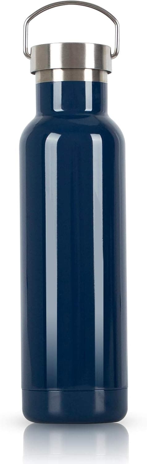 Water Bottle Stainless Steel with Loop Handle, Vacuum Insulated Tumbler Keep Cold Hot, Double Wall Leakproof Water Bottle for Gym School Office, 600ml…