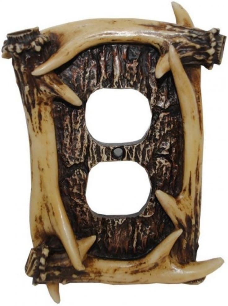 HiEnd Accents Rustic Antler Outlet Cover Decorative Wall Plate